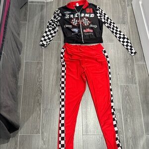 Amscan Racing Checkered Jacket and Red Pants Set -COSTUME